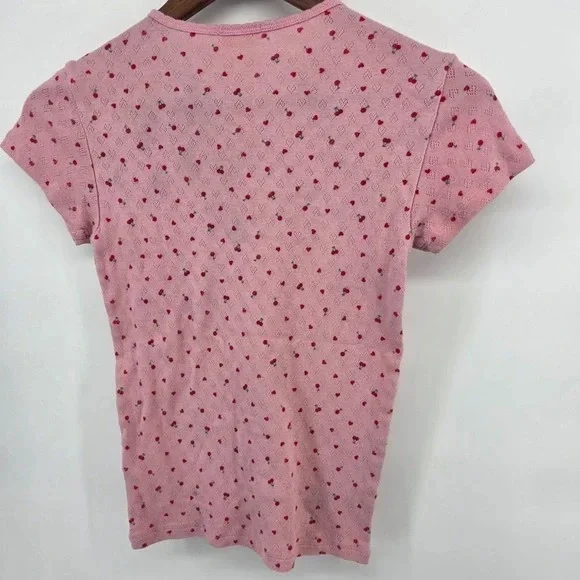 PINK Victoria's Secret Pink Short Sleeve Tee with Red Heart Dots - Picture 2 of 4